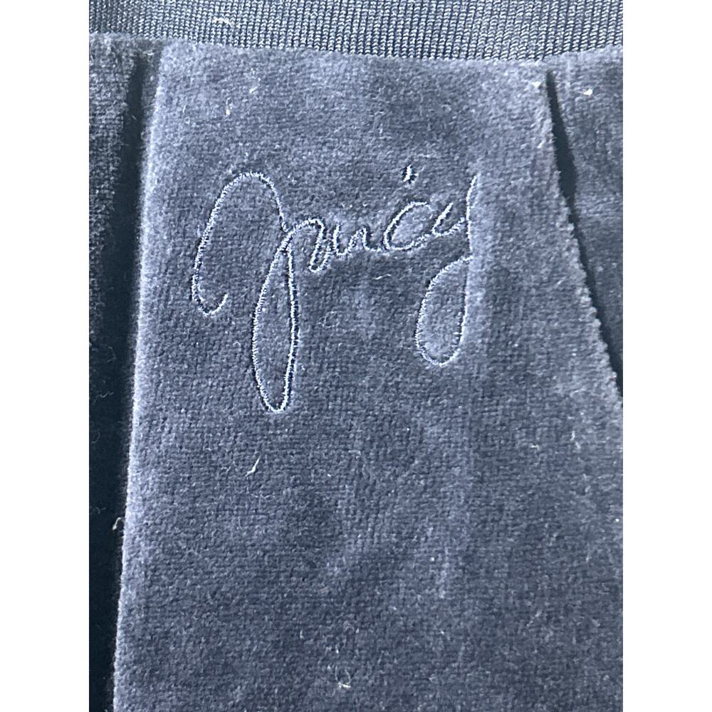 Juicy Couture Velour Pants XL Navy Blue Track Joggers Drawstring Y2K Elastic Cuf - Picture 4 of 13